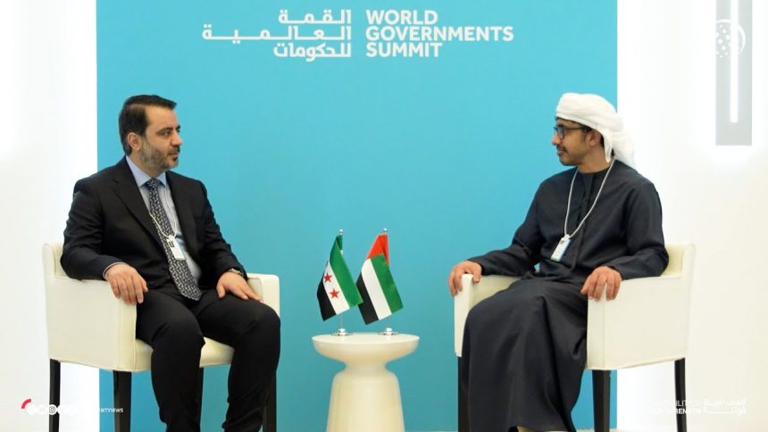عبدالله بن زايد يستقبل أسعد الشيباني على هامش أعمال القمة العالمية للحكومات