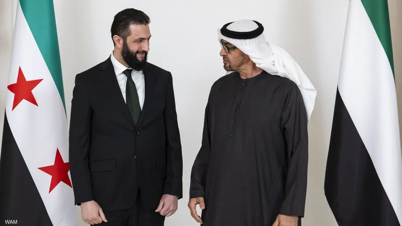 رئيس الإمارات الشيخ محمد بن زايد آل نهيان برفقة الرئيس السوري أحمد الشرع